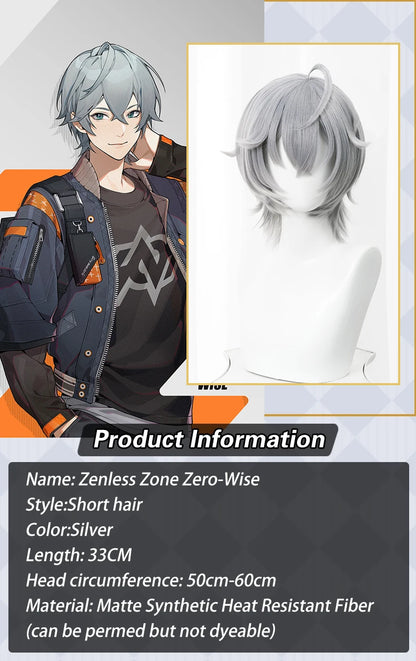 UWOWO Wise Wig Game Zenless Zone Zero Cosplay/ZZZ Cosplay Wise  Cosplay Wig Silver Hair Short Hair