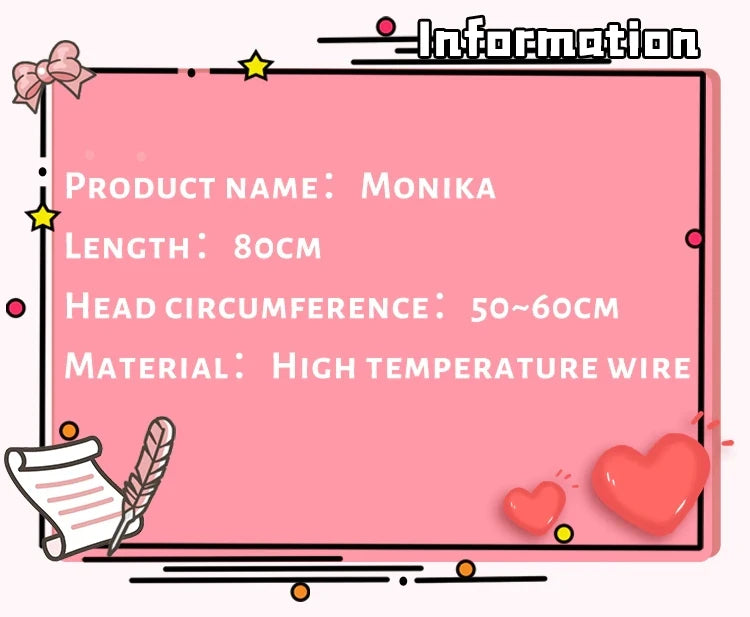 IN SOTCK Monika Cosplay Wig GAME Doki Doki Literature Club Cosplay DokiDoki Women Hair Literature Club Cosplay Monika Wigs