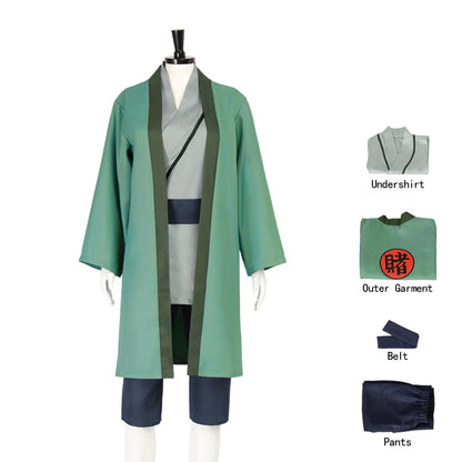 Naruto Tsunade Cosplay Costume Set Green Polyester Asian Size