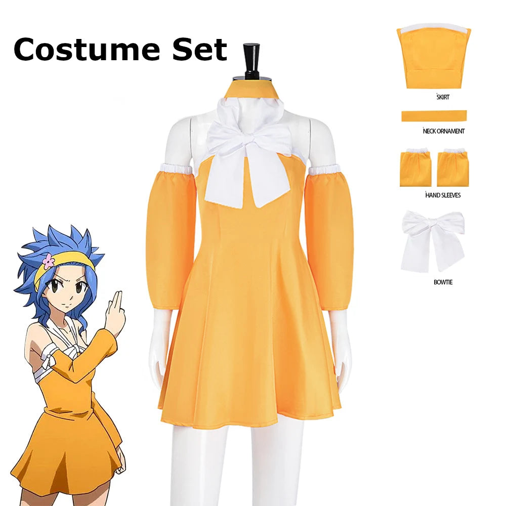 Fairy Tail Levy McGarden Cosplay Costume Polyester Asian Size