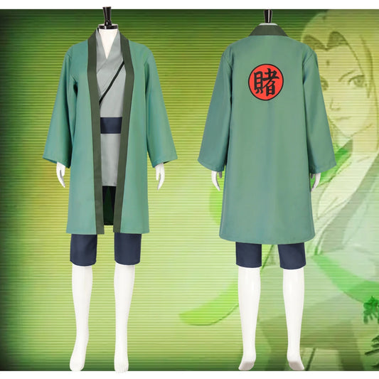 Naruto Tsunade Cosplay Costume Set Green Polyester Asian Size