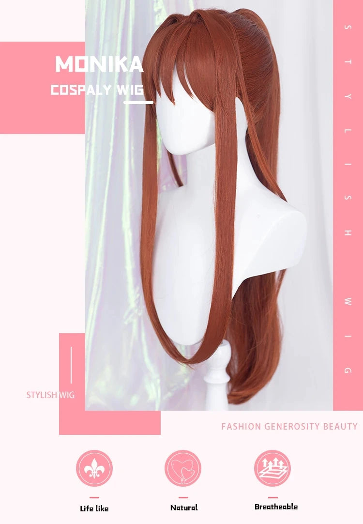IN SOTCK Monika Cosplay Wig GAME Doki Doki Literature Club Cosplay DokiDoki Women Hair Literature Club Cosplay Monika Wigs