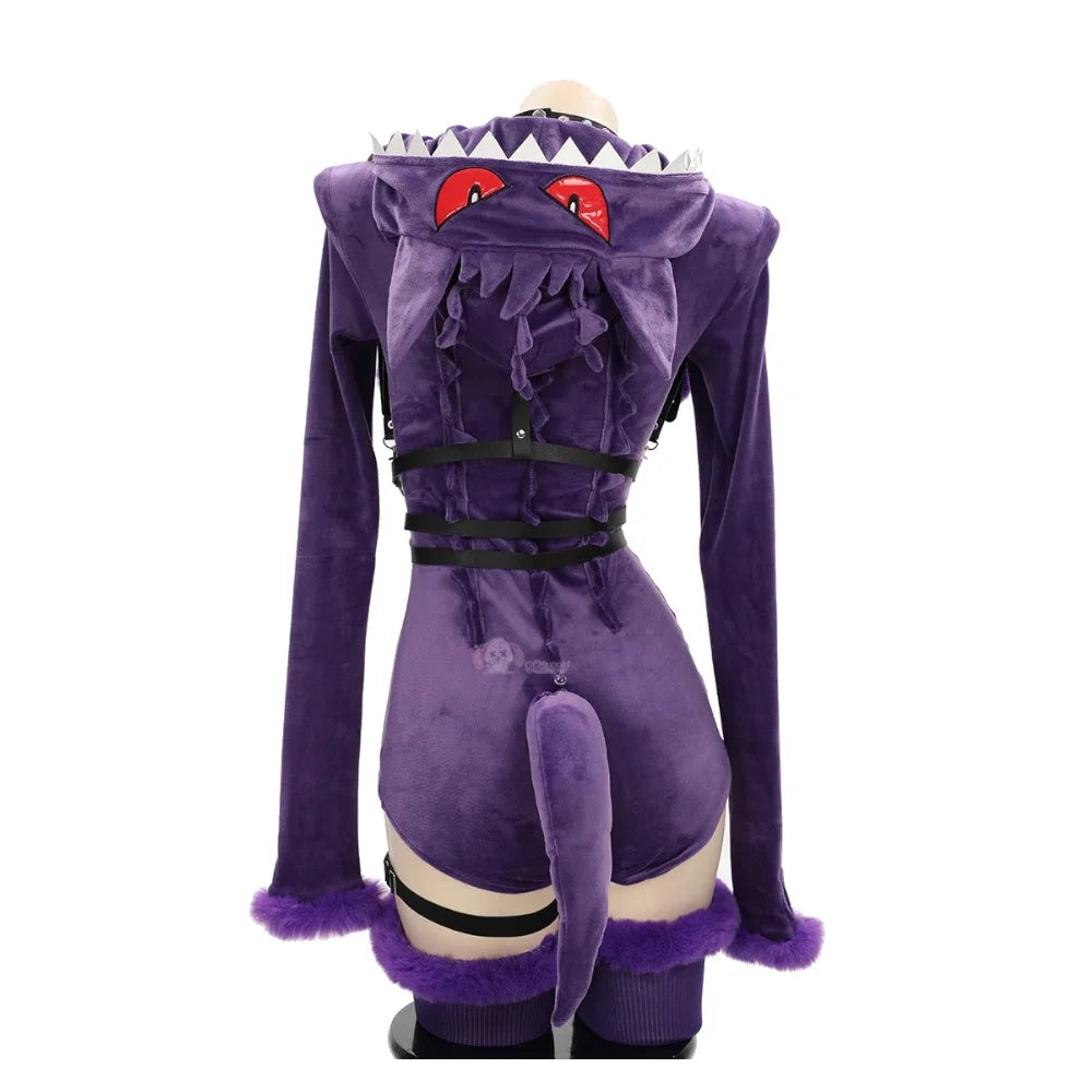 Pokemon Gengar Purple Plush Cosplay Costume Set Polyester