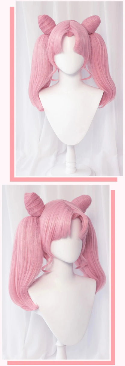 IN STOCK Chibii Usaa Tsukinoo Usagii Kinoo Makotoo Kaiouu Michiruu Wig Anime DokiDoki Cute Ponytail Hair Free Cap