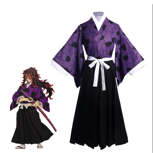 Demon Slayer Kokushibo Cosplay Set Polyester Samurai Uniform