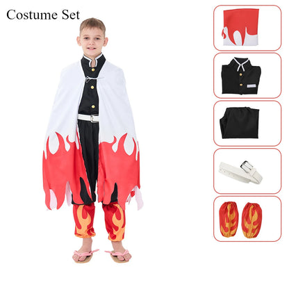 Kimetsu no Yaiba Kyojuro Rengoku Cosplay Set Polyester