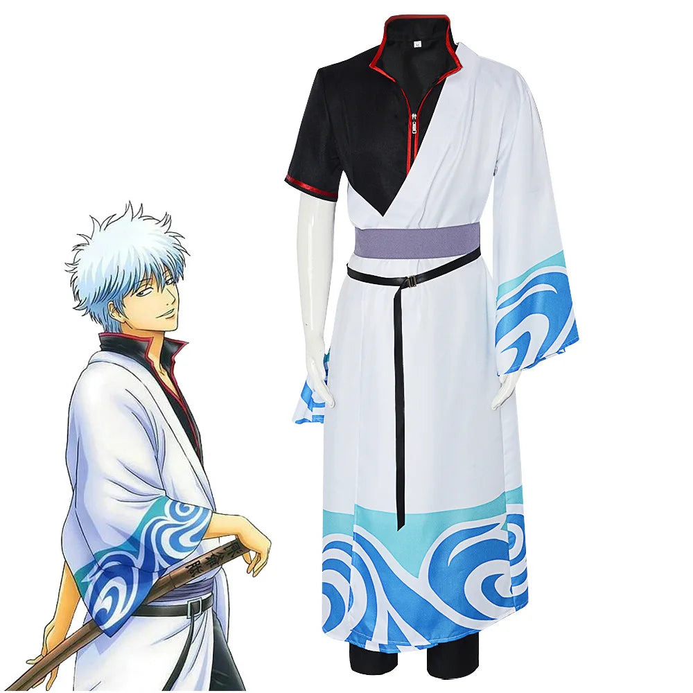 Gintama Sakata Gintoki Cosplay Costume Set Polyester Asian Size
