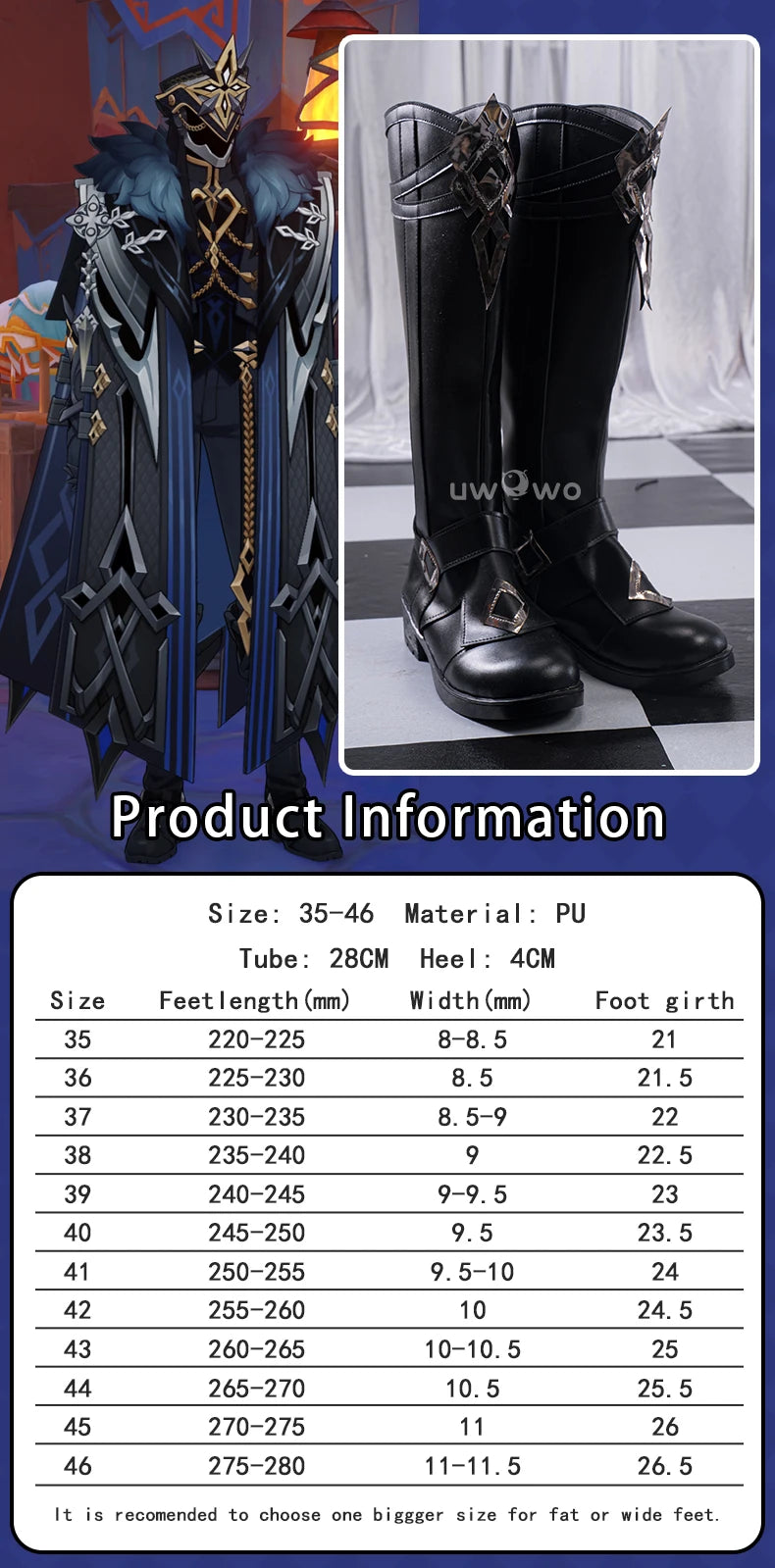 UWOWO Capitano Cosplay Shoes Game Genshin Impact Fatui Harbingers Il Capitan Cosplay Shoes Boots