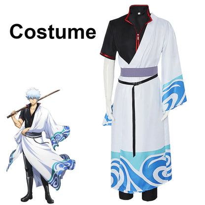 Gintama Sakata Gintoki Cosplay Costume Set Polyester Asian Size