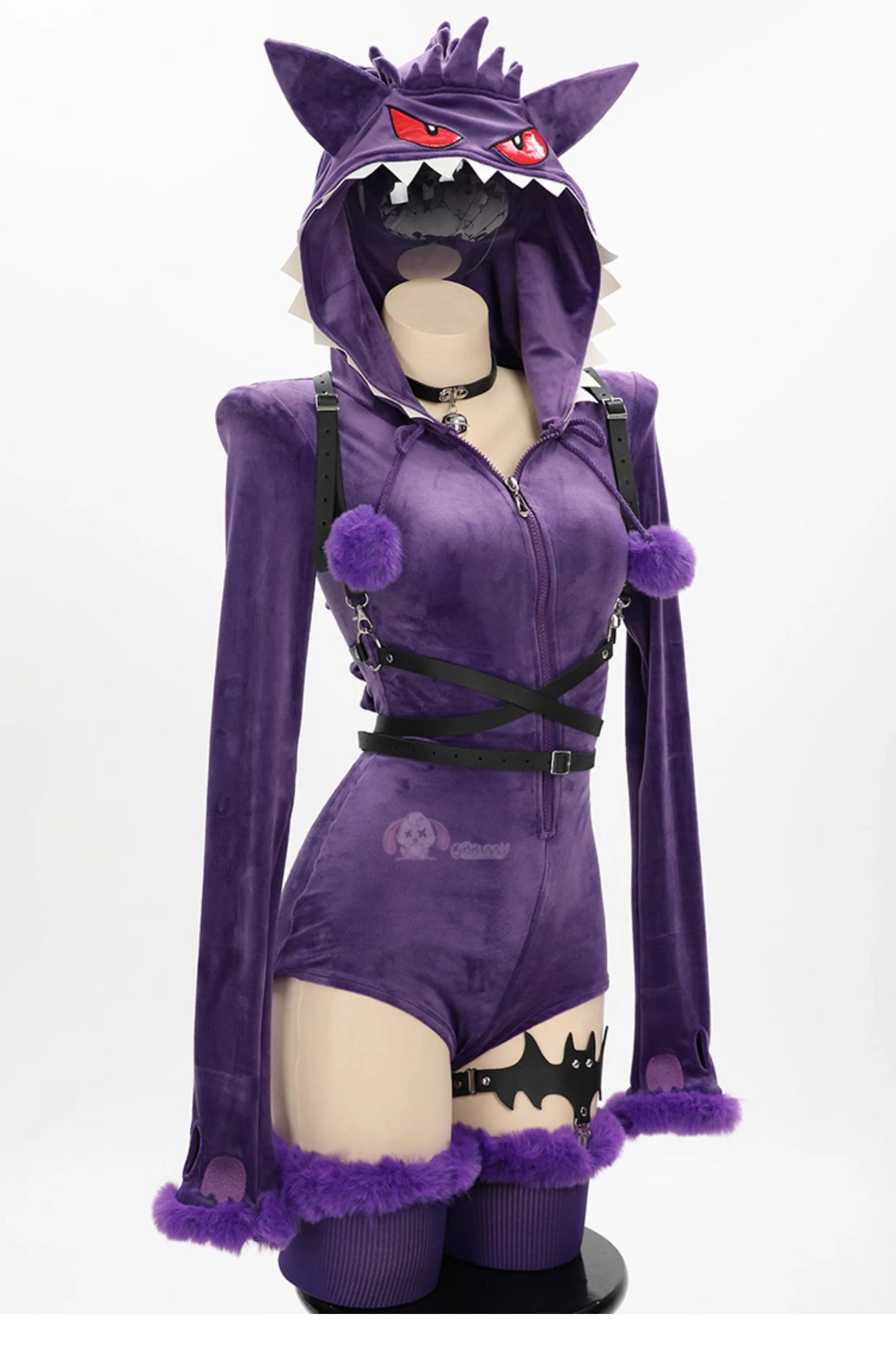 Pokemon Gengar Purple Plush Cosplay Costume Set Polyester