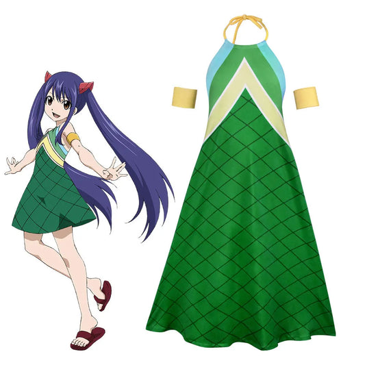 Fairy Tail Wendy Marvell Cosplay Costume Polyester Asian Size