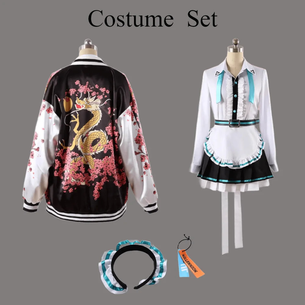 Blue Archive Mikamo Neru Cosplay Costume Set Polyester Asian Size