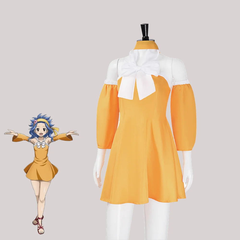 Fairy Tail Levy McGarden Cosplay Costume Polyester Asian Size