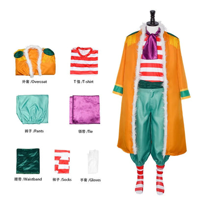 One Piece Buggy The Clown Cosplay Costume Polyester Men