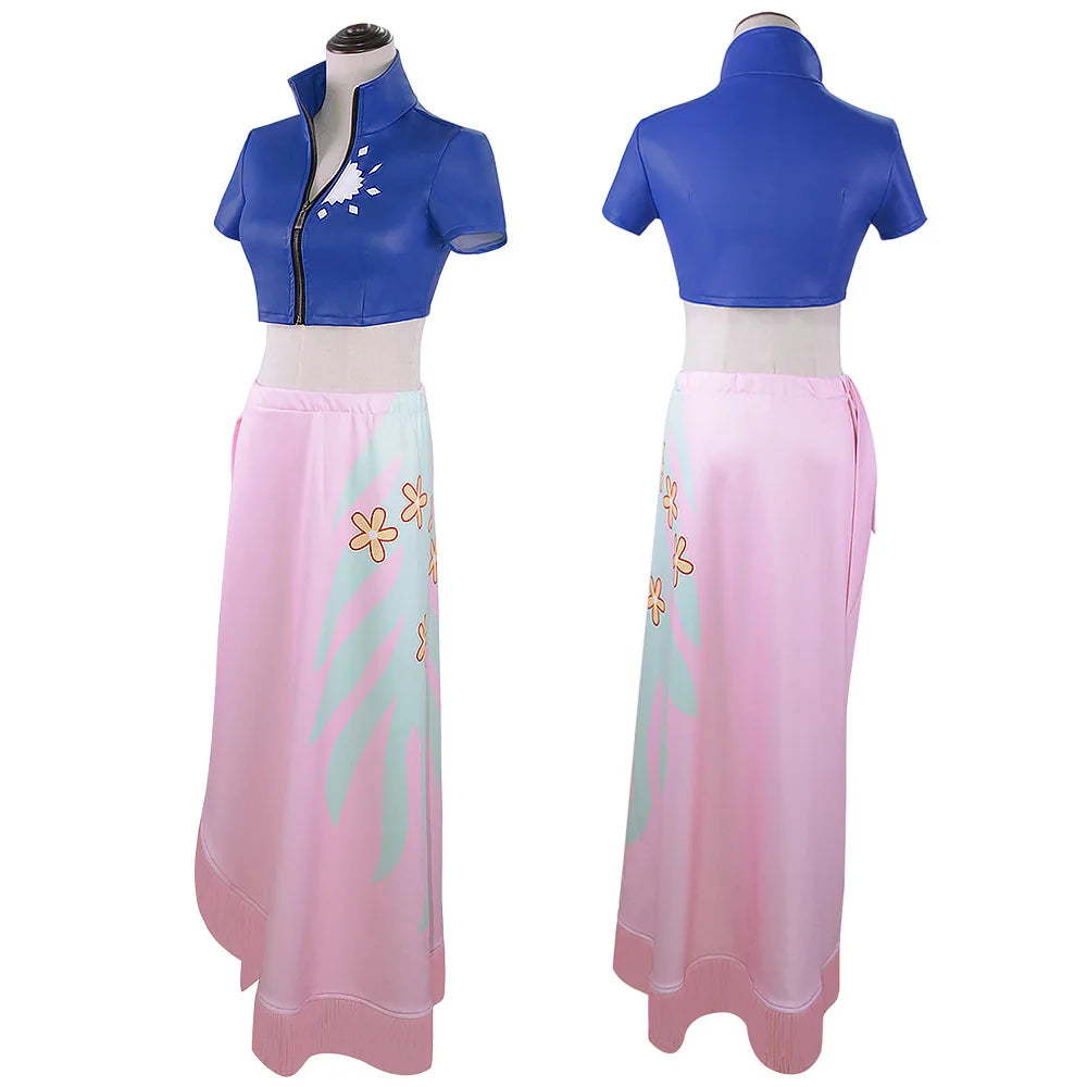 One Piece Nico Robin Dressrosa Arc Cosplay Costume Set Polyester