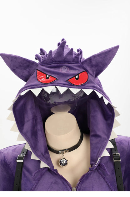 Pokemon Gengar Purple Plush Cosplay Costume Set Polyester