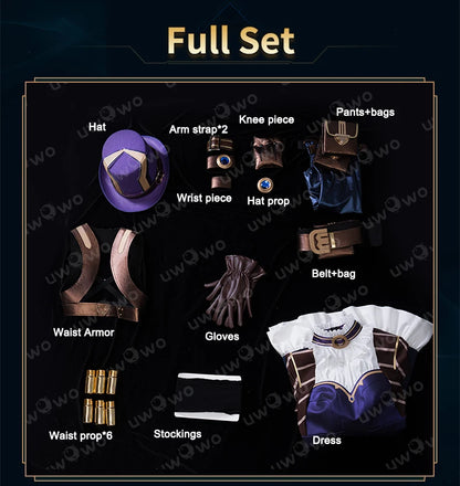 LAST BATCH UWOWO Caitlyn  Cosplay Game LOL: Caitlyn Sheriff of Piltover Cosplay Costume With Hat Halloween Costume