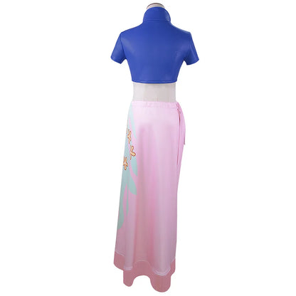 One Piece Nico Robin Dressrosa Arc Cosplay Costume Set Polyester