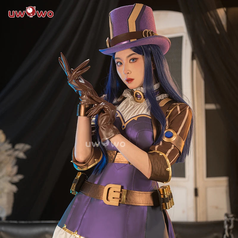 LAST BATCH UWOWO Caitlyn  Cosplay Game LOL: Caitlyn Sheriff of Piltover Cosplay Costume With Hat Halloween Costume