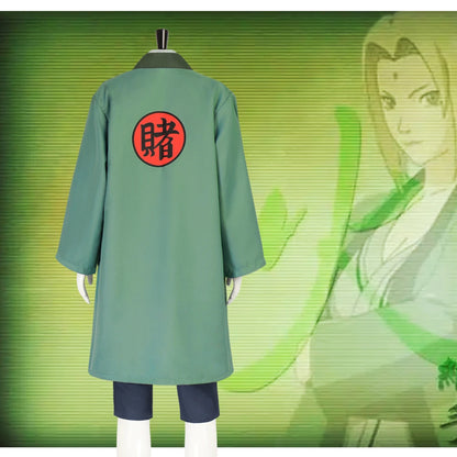 Naruto Tsunade Cosplay Costume Set Green Polyester Asian Size