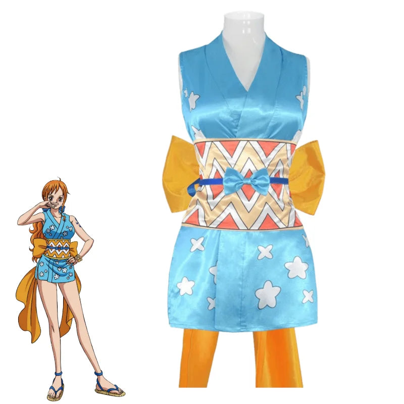One Piece Nami Wano Outfit Cosplay Costume Polyester Set