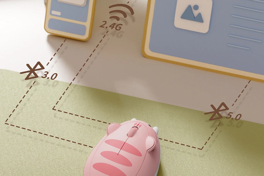 Akko Cat Theme Mouse 2.4GHz Bluetooth 3.0 / 5.0 Wireless Tri-mode Mouse for PC Laptop Computer Plug and Play