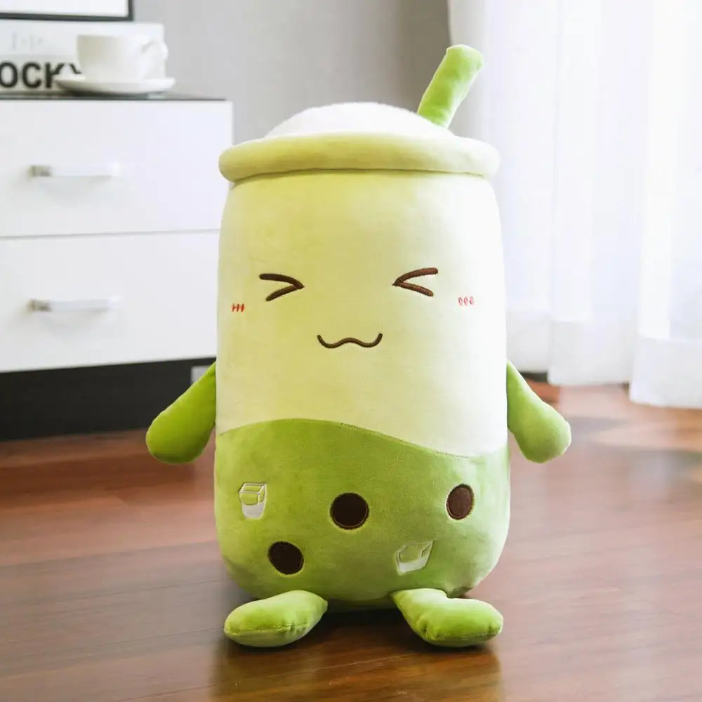 25-70cm Cartoon Fruit Bubble Tea Cup Pillow Soft Stuffed Apple Milk Back Cushion Gift for Kids Birthday - green 3