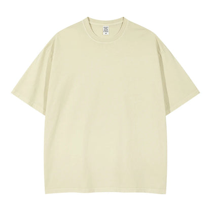 ZODF 2024 Summer Men 200gsm Washed Cotton Solid T Shirts Loose Unisex Male Casual Basic Comfortable T-Shirt Brand Tees HY0254