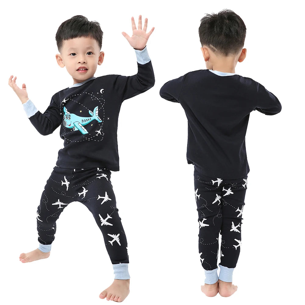 Boys Pajamas Sets 2 to 3 4 5 6 7 8 Years Cotton Long Sleeve Toddler Boy Pijama Autumn Winter Kids Sleepwear Set Children Clothes