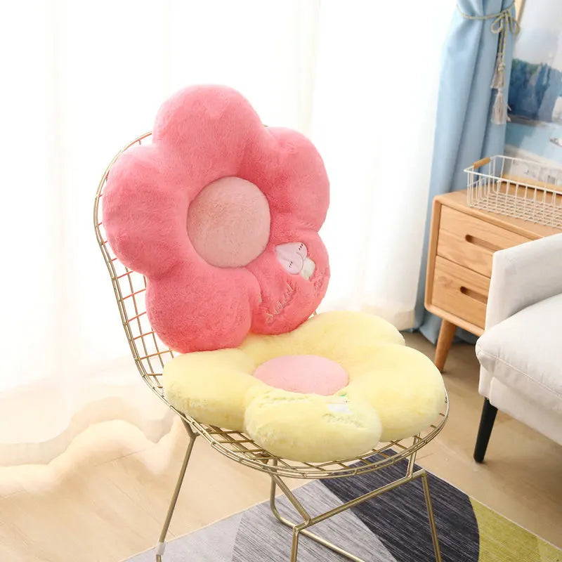 Long Plush Sunflower Pillow Stuffed Flower Shape Floor Mat Baby Game Mat Home Playmat Soft Plant Flower Throw Pillow Cushion