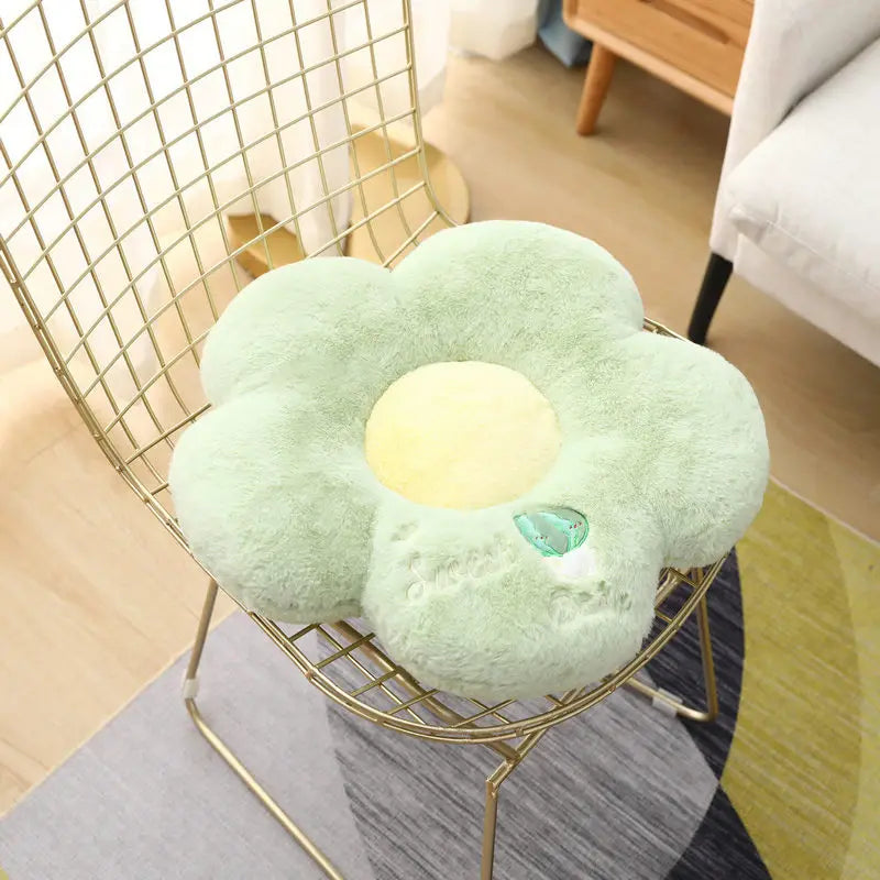 Long Plush Sunflower Pillow Stuffed Flower Shape Floor Mat Baby Game Mat Home Playmat Soft Plant Flower Throw Pillow Cushion