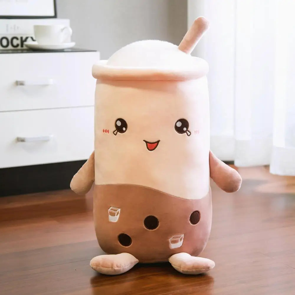 25-70cm Cartoon Fruit Bubble Tea Cup Pillow Soft Stuffed Apple Milk Back Cushion Gift for Kids Birthday - brown 3