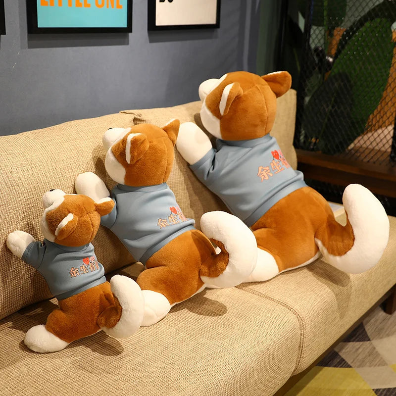 Japan Akita Canis lupus Dog Plush Toy Stuffed Soft Touch Long Plush Lifelike Shiba Inu Dog Doll Birthday Gift for Boy Present