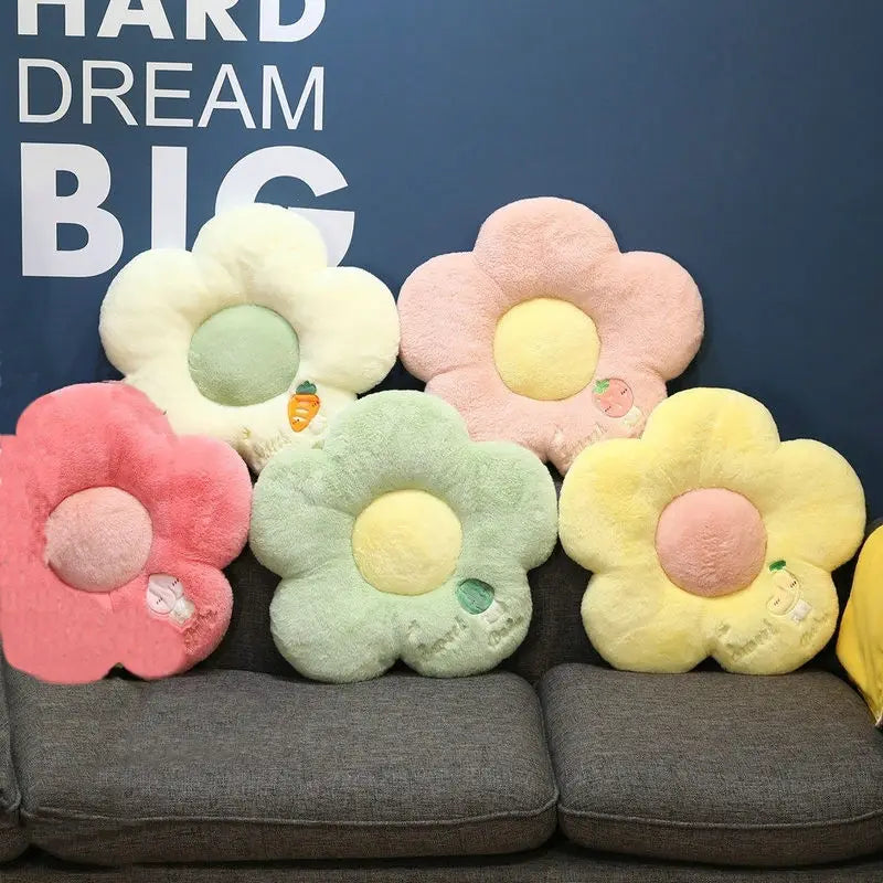 Long Plush Sunflower Pillow Stuffed Flower Shape Floor Mat Baby Game Mat Home Playmat Soft Plant Flower Throw Pillow Cushion