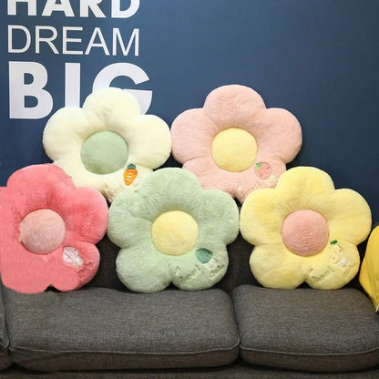 Long Plush Sunflower Pillow Stuffed Flower Shape Floor Mat Baby Game Mat Home Playmat Soft Plant Flower Throw Pillow Cushion