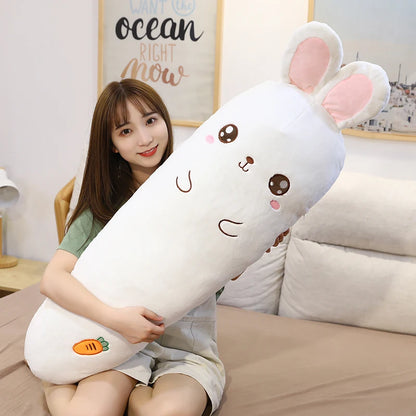 1.1M Long Rectangle Carrot Bunny Plush Pillow Stuffed Soft Bed Pregnant Pinch Leg Pillow Sleeping Boyfriend Throw Pillow Gift