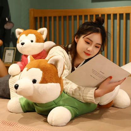 Japan Akita Canis lupus Dog Plush Toy Stuffed Soft Touch Long Plush Lifelike Shiba Inu Dog Doll Birthday Gift for Boy Present