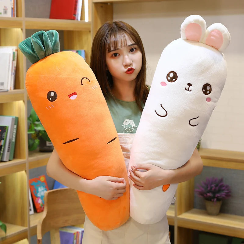 1.1M Long Rectangle Carrot Bunny Plush Pillow Stuffed Soft Bed Pregnant Pinch Leg Pillow Sleeping Boyfriend Throw Pillow Gift