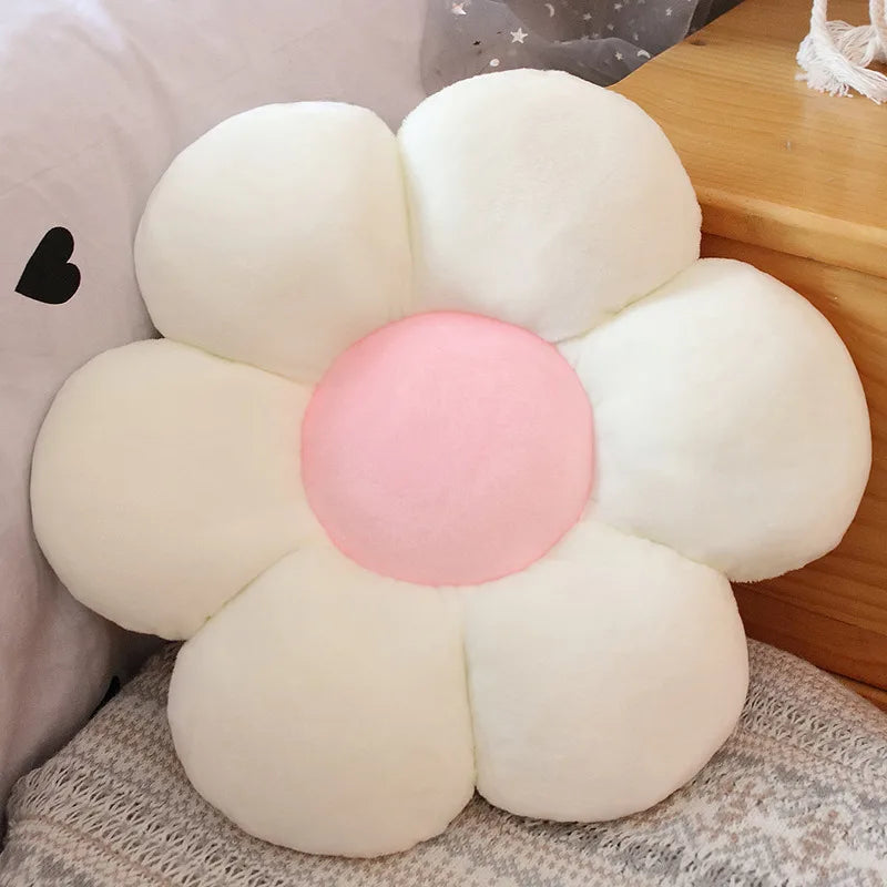 Long Plush Sunflower Pillow Stuffed Flower Shape Floor Mat Baby Game Mat Home Playmat Soft Plant Flower Throw Pillow Cushion