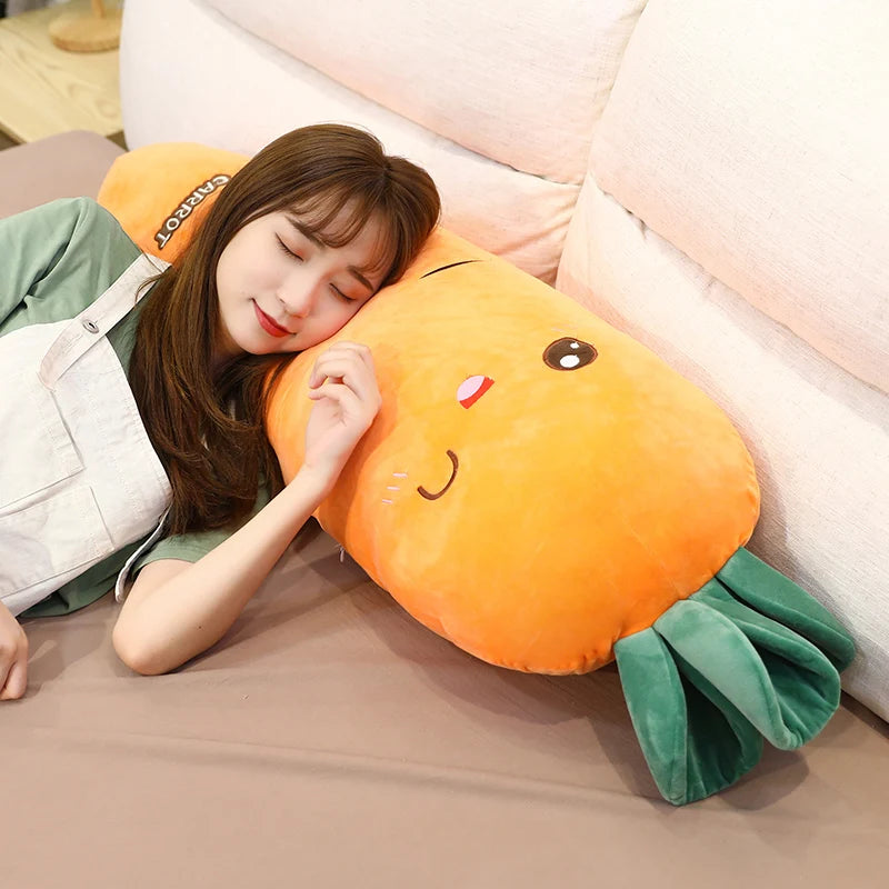 1.1M Long Rectangle Carrot Bunny Plush Pillow Stuffed Soft Bed Pregnant Pinch Leg Pillow Sleeping Boyfriend Throw Pillow Gift