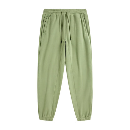 ZODF Unisex 345gsm Fleece Sweatpants Loose Fit Retro Hip Hop Winter Joggers HY0005 - Matcha green / L / China Mainland