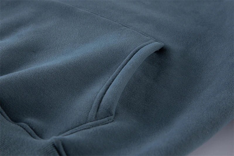 ZODF New Winter Men Basic Thick Fleece 345gsm Hoodies Casual Loose Hip Hop Unisex Hooded Sweatshirt Pullovers Tracksuits HY0010