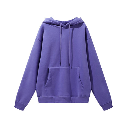 ZODF New Winter Men Basic Thick Fleece 345gsm Hoodies Casual Loose Hip Hop Unisex Hooded Sweatshirt Pullovers Tracksuits HY0010