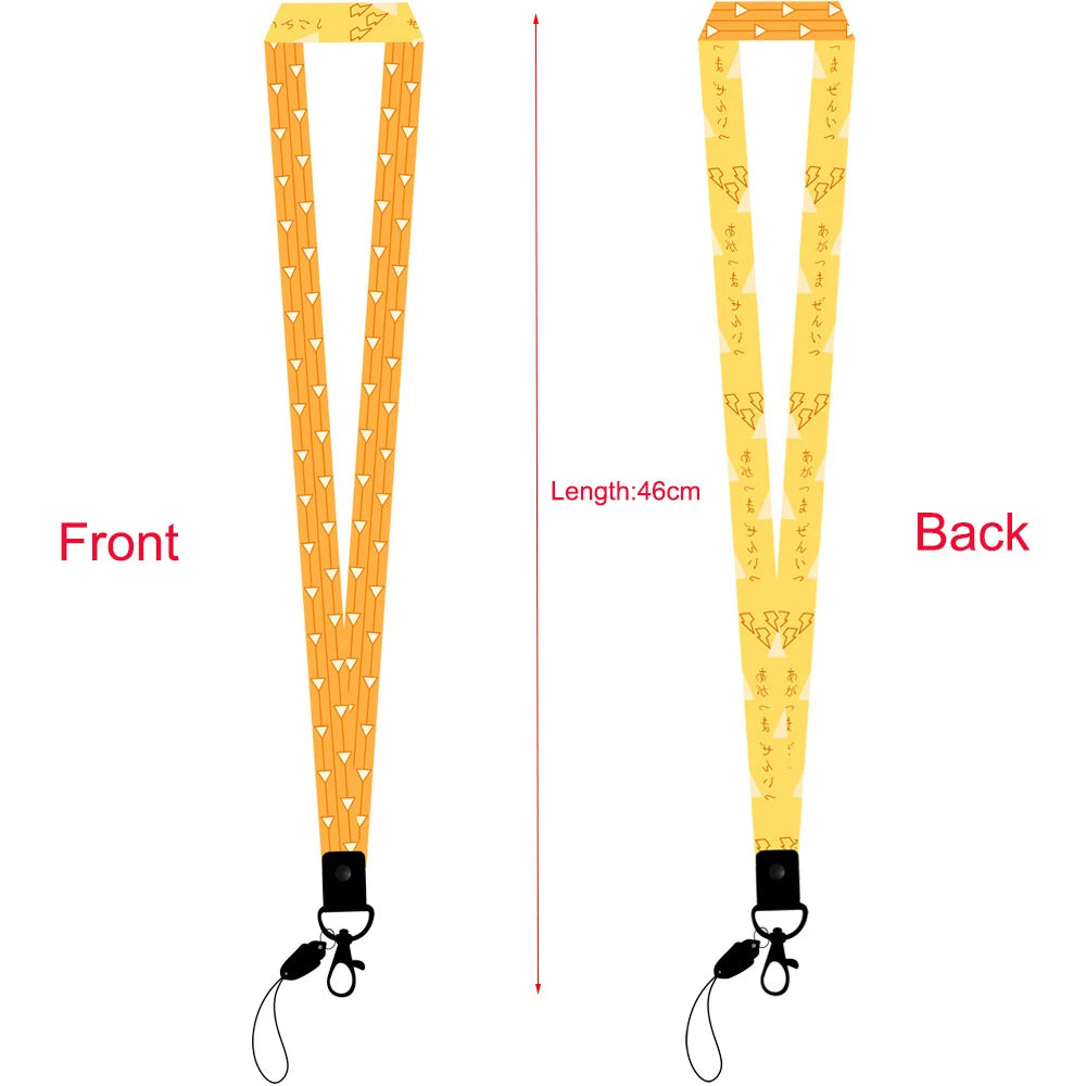 Cute Anime Kimetsu No Yaiba Demon Slayer Lanyard Keychain ID Card Pass Gym Phone Holder Key Ring for Men and Women