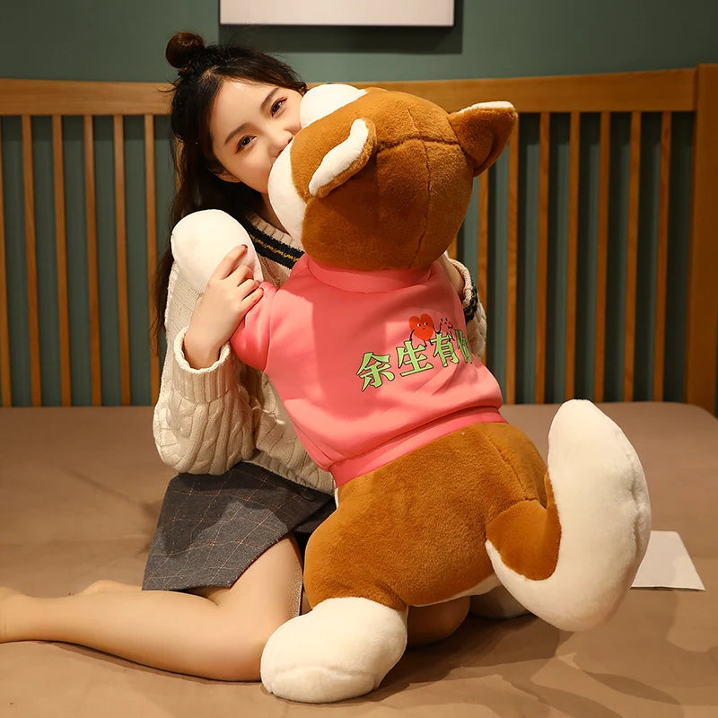Japan Akita Canis lupus Dog Plush Toy Stuffed Soft Touch Long Plush Lifelike Shiba Inu Dog Doll Birthday Gift for Boy Present