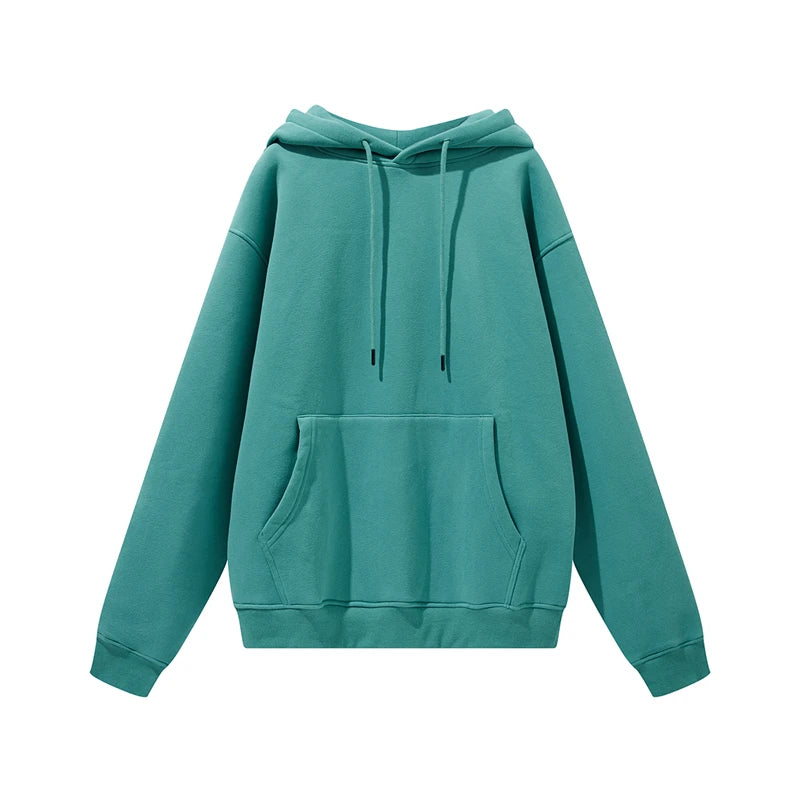 ZODF New Winter Men Basic Thick Fleece 345gsm Hoodies Casual Loose Hip Hop Unisex Hooded Sweatshirt Pullovers Tracksuits HY0010