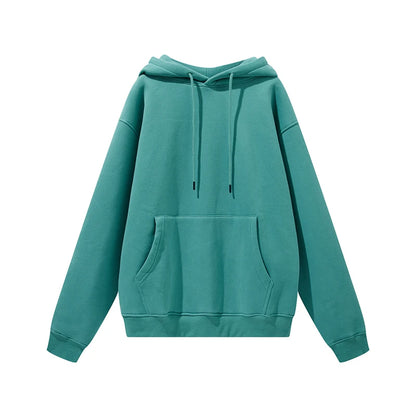 ZODF New Winter Men Basic Thick Fleece 345gsm Hoodies Casual Loose Hip Hop Unisex Hooded Sweatshirt Pullovers Tracksuits HY0010