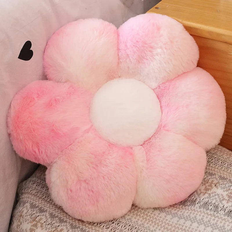 Long Plush Sunflower Pillow Stuffed Flower Shape Floor Mat Baby Game Mat Home Playmat Soft Plant Flower Throw Pillow Cushion