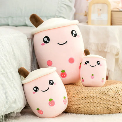 25-70cm Cartoon Fruit Bubble Tea Cup pillow stuffed soft Drink Apple Milk Tea back cushion fast food gifts for kids birthday