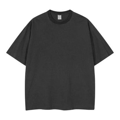 ZODF 2024 Summer Men 200gsm Washed Cotton Solid T Shirts Loose Unisex Male Casual Basic Comfortable T-Shirt Brand Tees HY0254